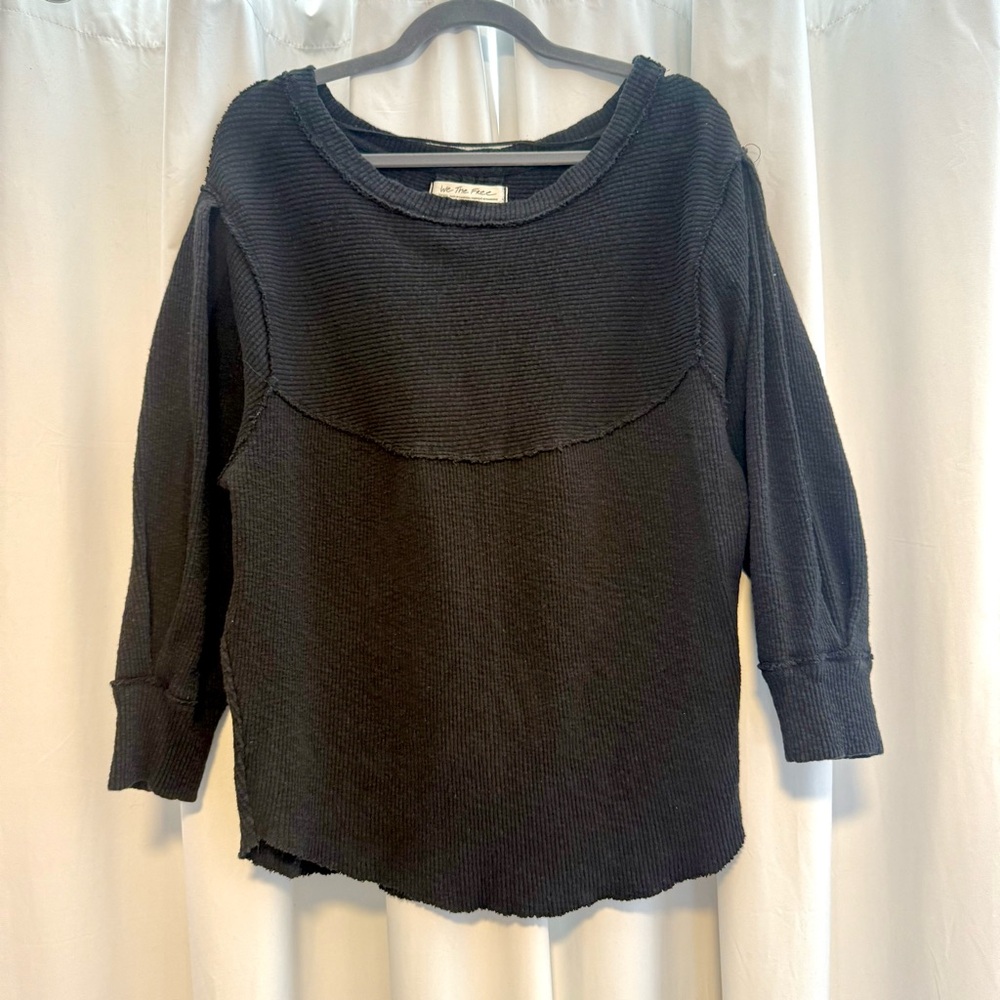 Free People We The Free OG Thermal Pullover Womens Small Puff Long Sleeve Waffle